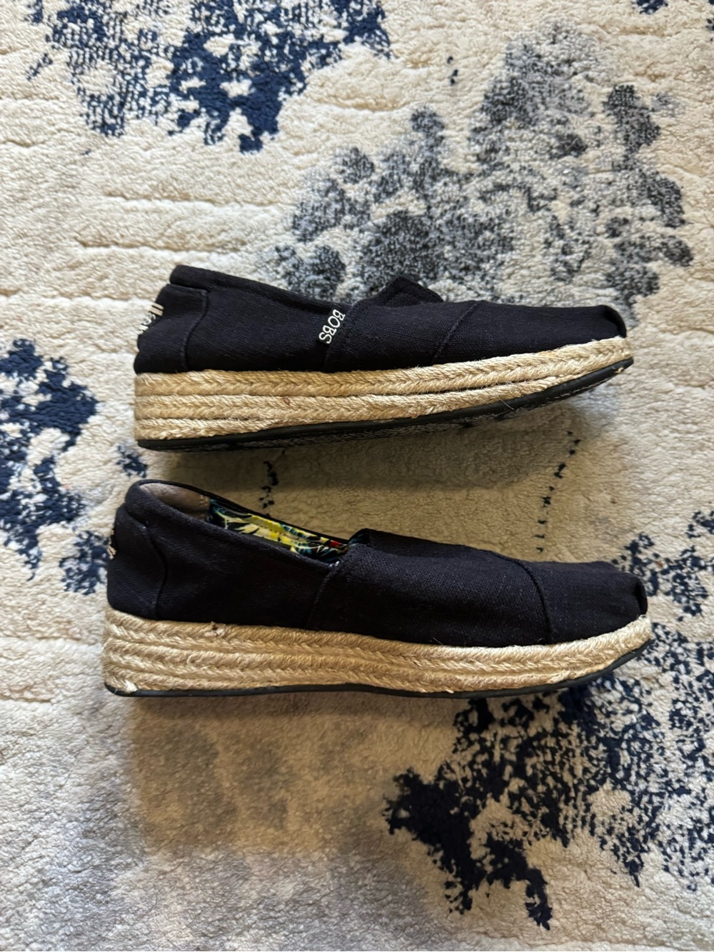 BOBS from Skechers Black Platform Espadrille Slip-Ons